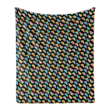 Crazy Soft Flannel Fleece Throw Blanket, Abstract Watermelon Pattern with Psychedelic Style Illustration of Exotic Fruit, Cozy Plush for Indoor and Outdoor Use, 50" x 70", Multicolor, by Ambesonne