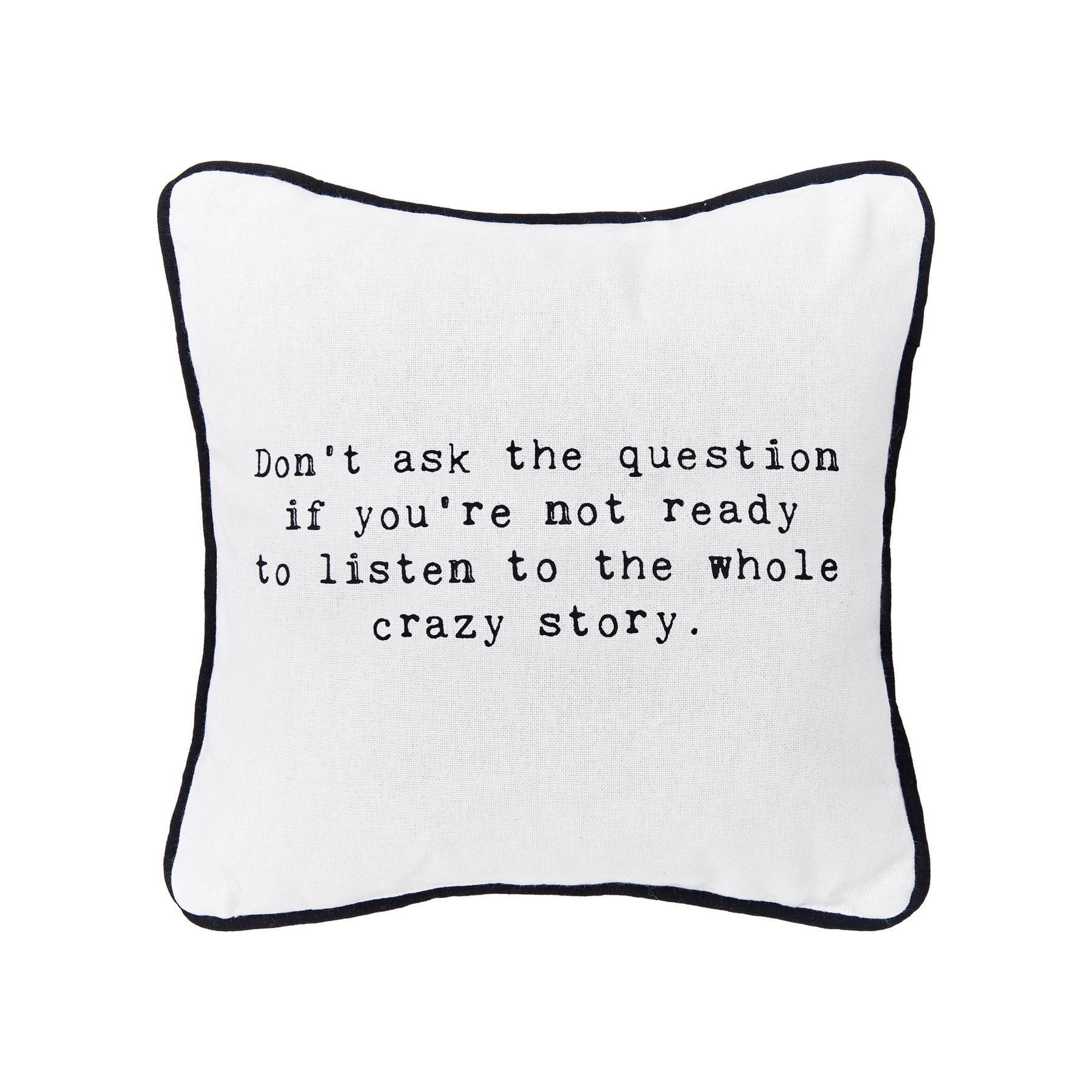 White and Black Printed Cotton Throw Pillow