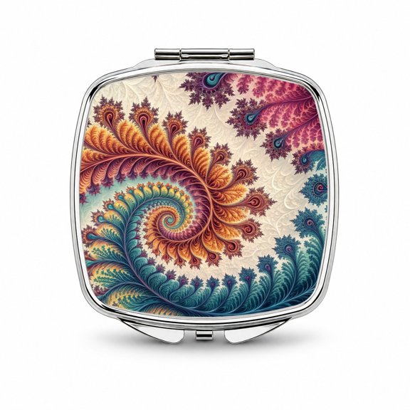 Crazy Swirl Fractal Art Pattern Travel Makeup Handbag Purse Small Pocket Compact Mirror