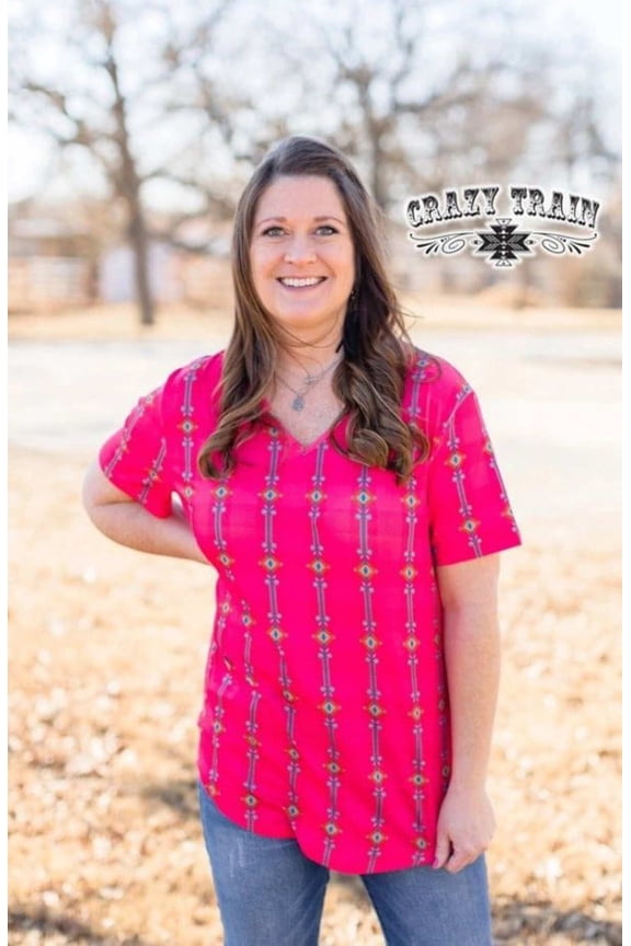 Crazy Train Pink Western Top