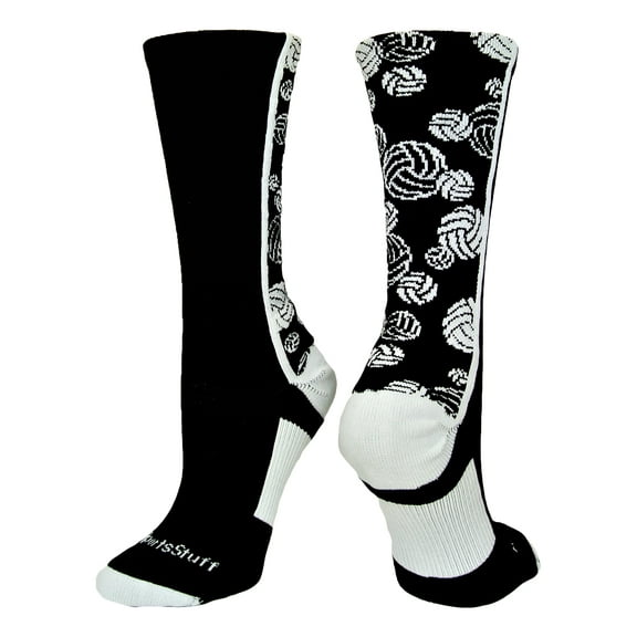 Crazy Volleyball Logo Crew Socks (Black/White, Medium)
