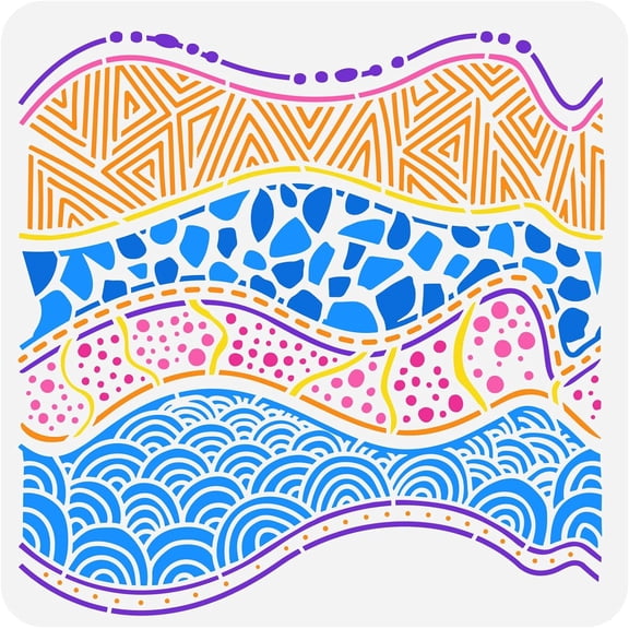 Crazy Waves Painting Stencil 11.8x11.8 inch Rock Layer Pattern Template Plastic Triangle Spots Waves Pattern Large Reusable Painting Stencil for Painting Home Decor
