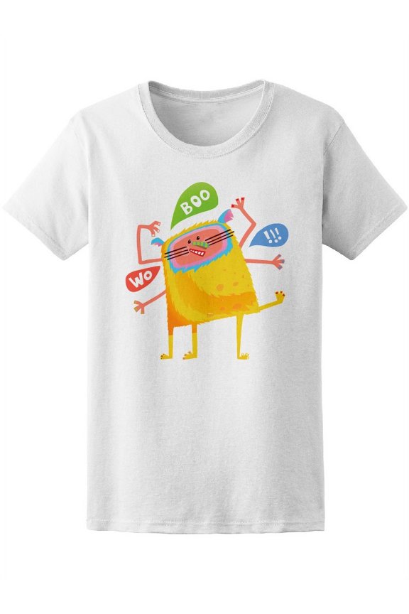 Crazy Yellow Talking Monster T-Shirt Women -Image by Shutterstock, Female Large