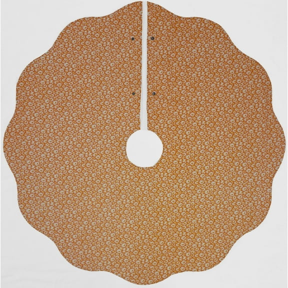 Crazy for Daisies Christmas Tree Skirt By Penny's Needful Things (Orange) (Scalloped)