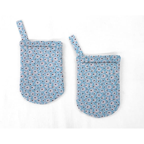 Crazy for Daisies Oven Mitts (Set Of 2) by Penny's Needful Things (Ice Blue)