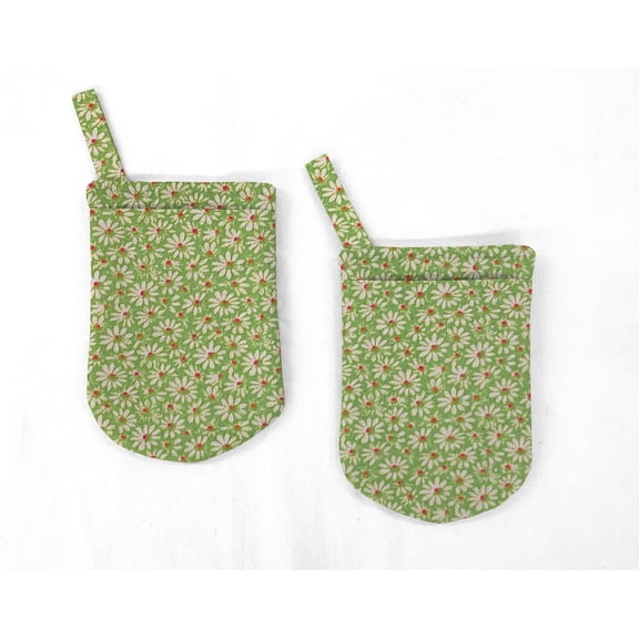 Crazy for Daisies Oven Mitts (Set Of 2) by Penny's Needful Things (Lime Green)