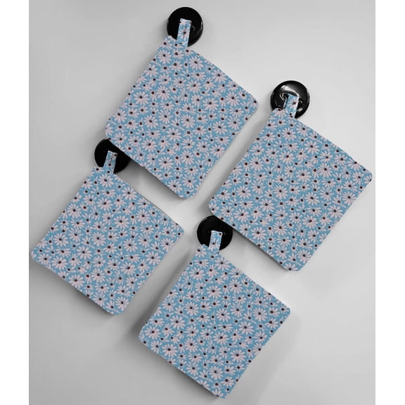 Crazy for Daisies Pot Holders (Set of 2) by Penny's Needful Things (Ice Blue)