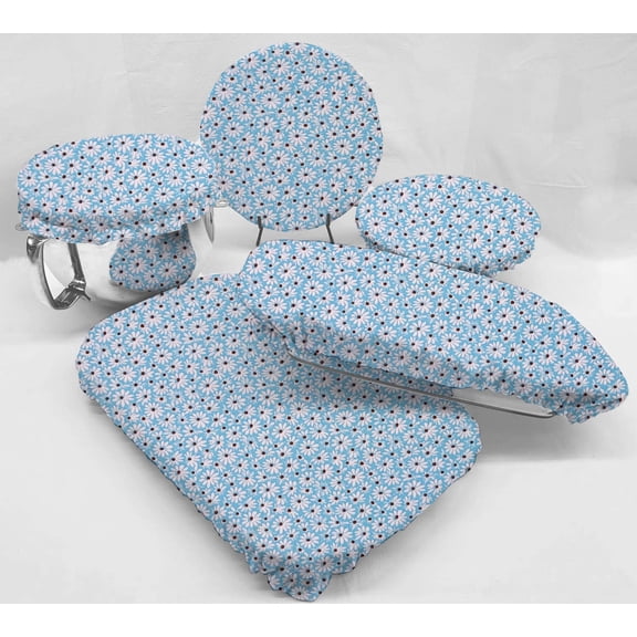 Crazy for Daisies Reusable Fabric Bowl and Casserole Pan Covers by Penny's Needful Things (3 Bowl Covers) (Ice Blue)