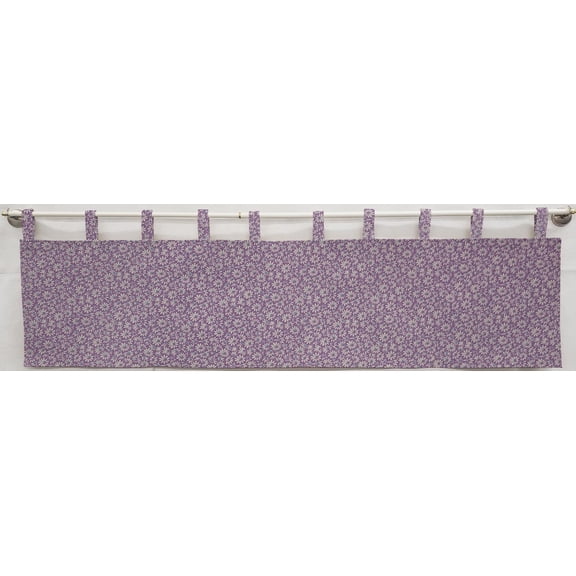 Crazy for Daisies Tab Top Valances by Penny's Needful Things (Unlined) (15 Inch Two Valance Panels) (Lilac)
