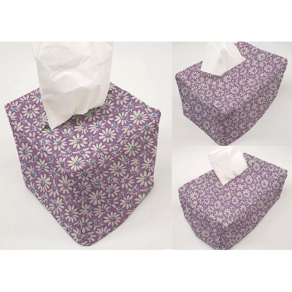 Crazy for Daisies Tissue Box Cover by Penny's Needful Things (Cube) (Lilac)
