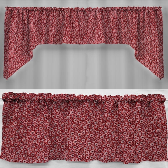 Crazy for Daisies Valance by Penny's Needful Things (One Valance Panel 12 inches Long UNLINED) (Red)