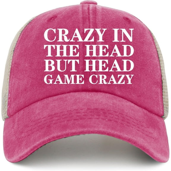 Crazy in The Head BUT Head Game Crazy Hat Trucker Hat Men Vintage Mesh Baseball Cap for Summer