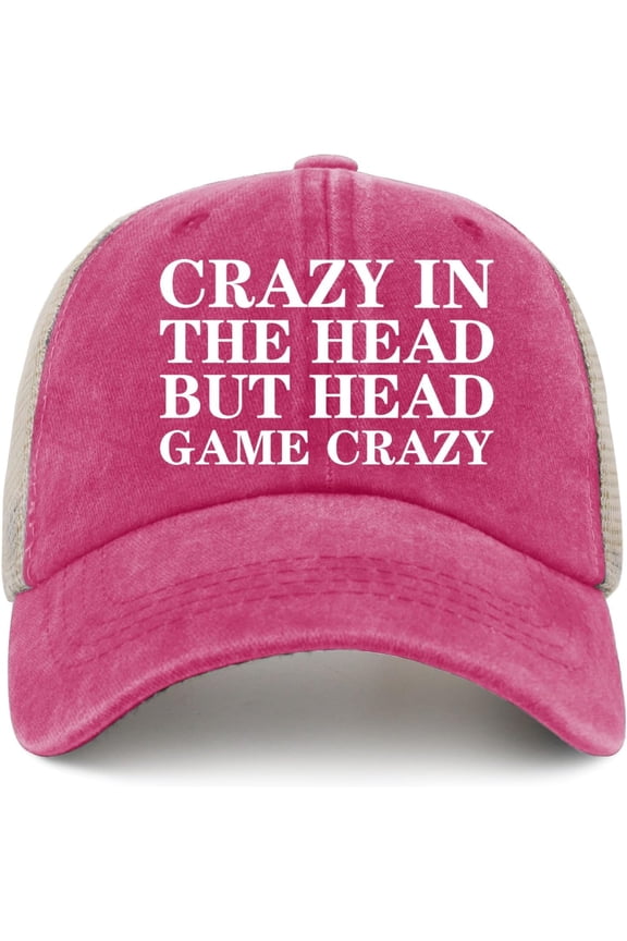 Crazy in The Head BUT Head Game Crazy Hat Trucker Hat Men Vintage Mesh Baseball Cap for Summer