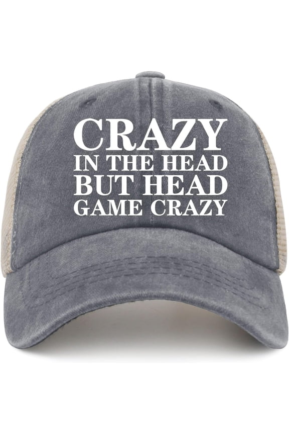 Crazy in The Head BUT Head Game Crazy Trucker Hat Women Trendy Mesh Cap for Summer