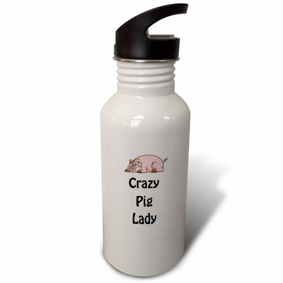 3dRose, Crazy pig lady, 21 oz Sports Water Bottle