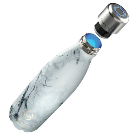 CrazyCap - 17oz. UV-C Water Purification Thermal Bottle - Carrara Marble