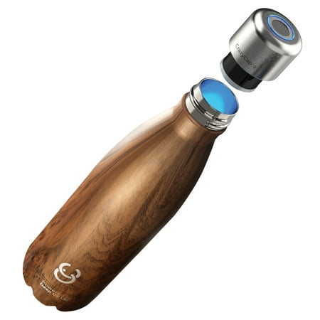 CrazyCap - 17oz. UV-C Water Purification Thermal Bottle - Teak Wood