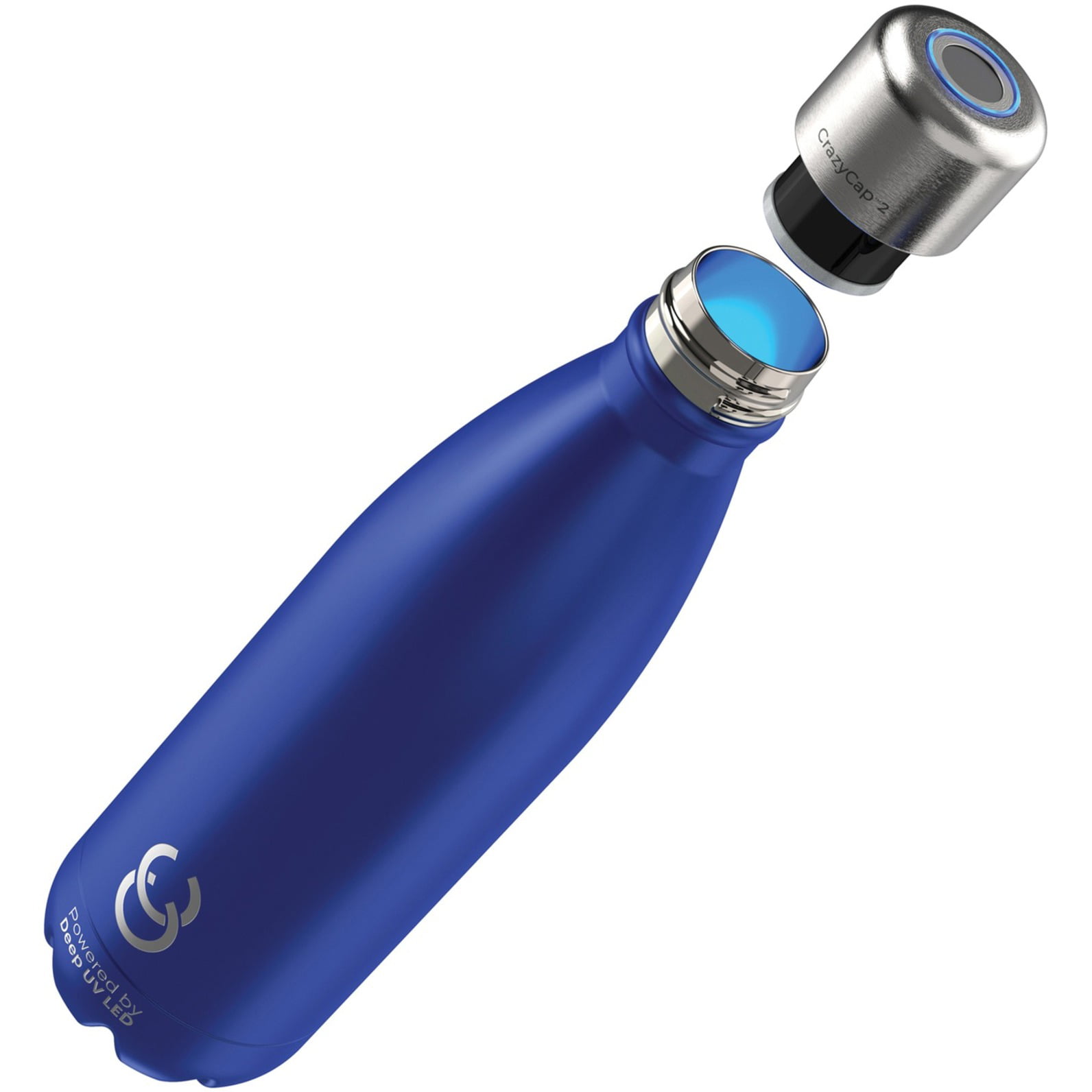 ICONIQ 17oz Gloss Blue Water Bottle with Straw Cap - Stainless Steel V