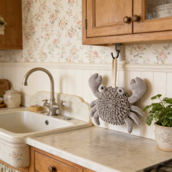 CrazyCotton Crab Hand Towel Absorbent Hanging Quick Dry 11.8In Kitchen Bathroom Decor