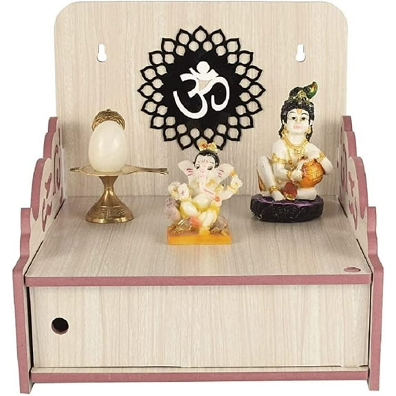 CrazyInk Home and Bazaar Rajasthani Ethnic Handcrafted Wooden Temple/Mandir/Pooja Ghar/Mandapam Temple (White)