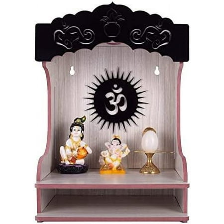 CrazyInk Wooden Readymade Wall Hanging Puja Temple for Home God Stand for Pooja Room Mandir Wood Devghar Stand for Office and Shop Crazyink-394
