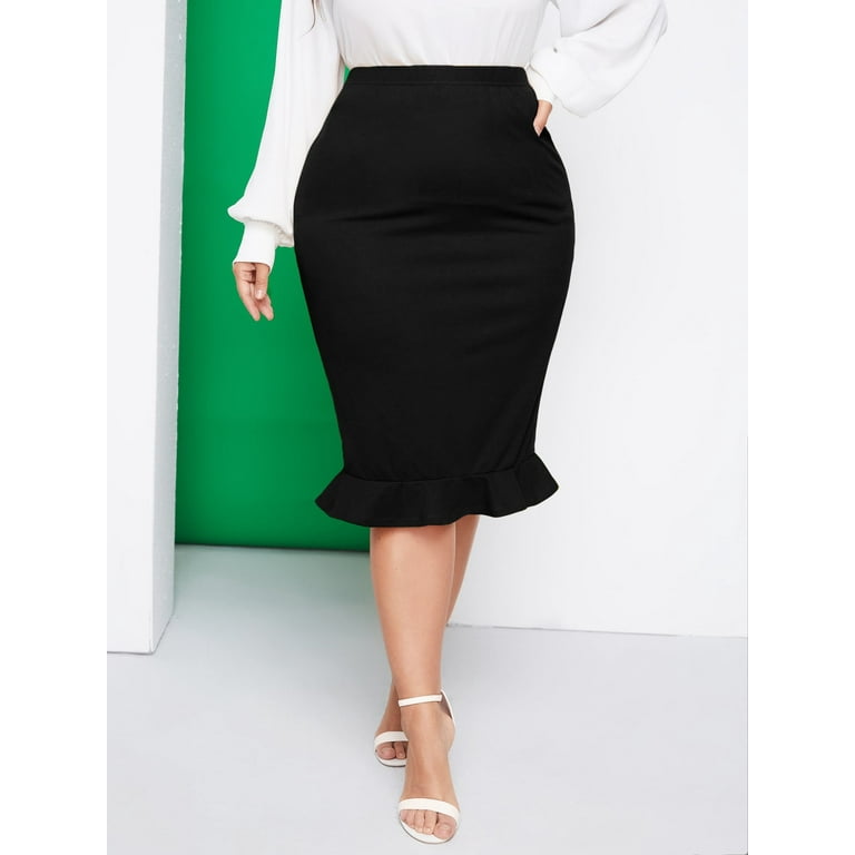 Plus size ruffle pencil skirt hotsell