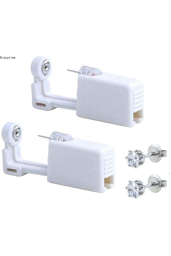 2-Pack-Self-Ear-Piercing-Gun-Earring-Disposable-Piercing-Kit-No-Pain-Easy-Use-Ear-Piercing-Gun-Kit-Tool-with-Stud-White