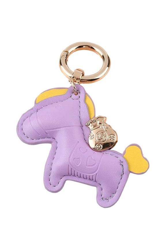Auspicious Horse Charm Keychain - Instant Wealth & Prosperity Symbol, Vibrant Colors, High-Quality PU Material, Portable & Versatile Decorative Accessory