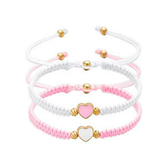 Crazyview Heart Beaded Matching Bracelets for Couple, Adjustable Couple Bracelets Set Friendships Bracelets Set, Love Heart Bracelets for Best Friend Boyfriend Girlfriend Valentines Gifts Y4Z8
