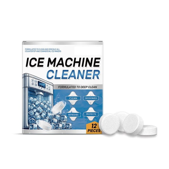 Crazyview Ice Machine Cleaner Maker Descaler, 12 Clean Tablets Suitable for Frigida, Opal, GE Profile, Nickel Safe Scale Remover for Countertop, Nugget Ice Makers