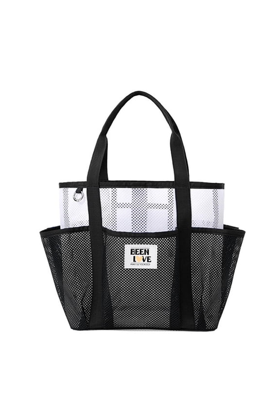 Ultralight Dacron Mesh Tote Bag - Navy Blue & White Splice, Perfect for Beach, Gym & Travel