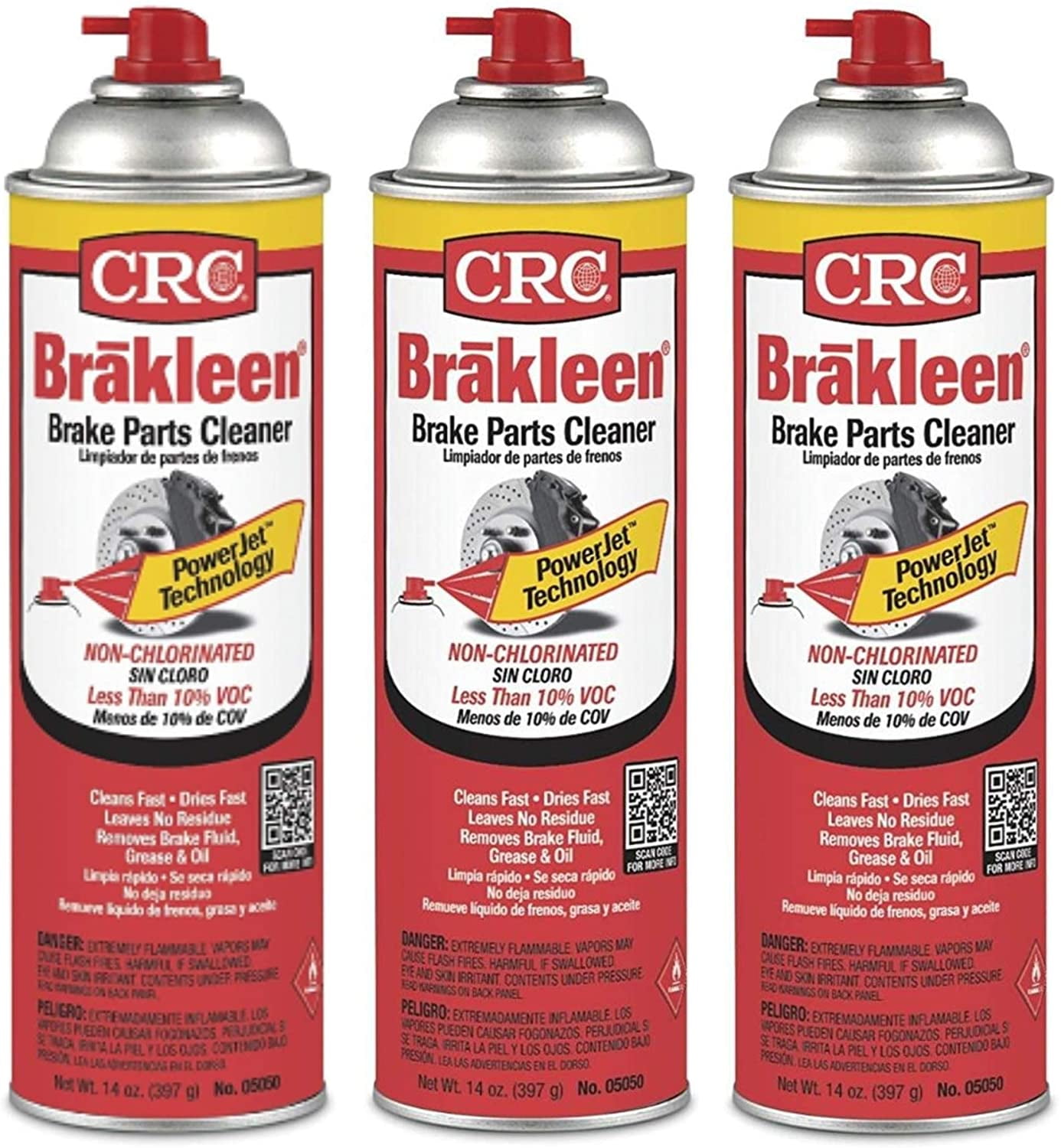 Crc Brakleen 50 State Formula PowerJet Technology Org1778273-1 Brake Parts Cleaner, 14 oz (3 Pack)