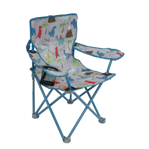 Crckt Folding Camp Chair for Kids with Lock (125lb Capacity), Multi-Color Dino Print