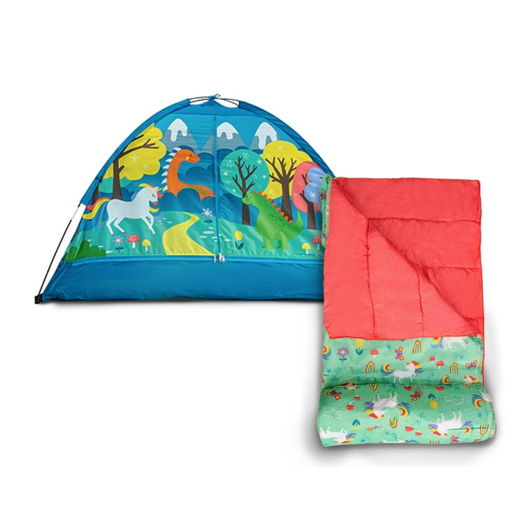 Crckt Kids 2-in-1 Camping Set (Sleeping Bag Tent) Unicorn Print