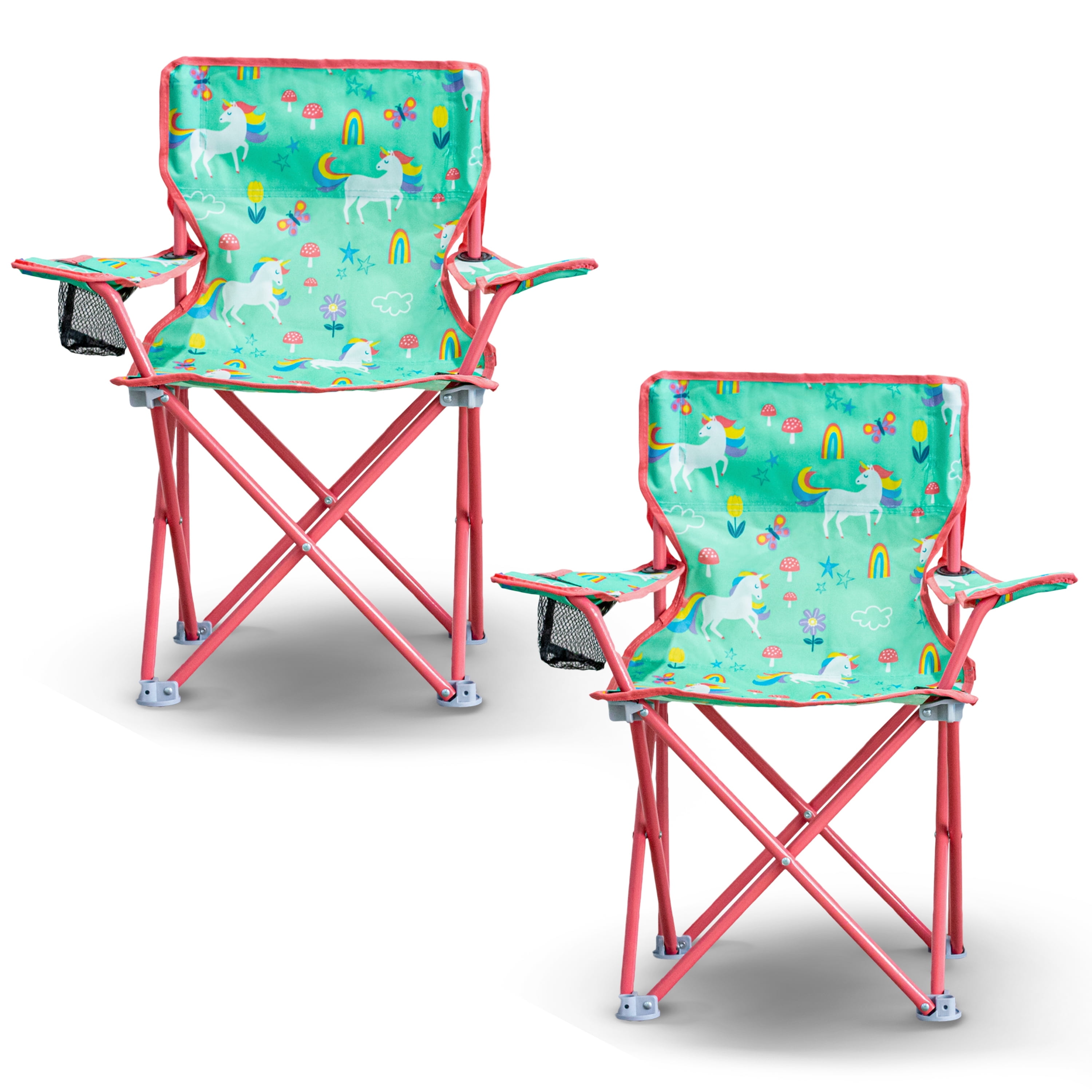 Crckt Kids Folding Camp Chair with Safety Lock (125lb Capacity) Unicorn Print (2 Pc set)