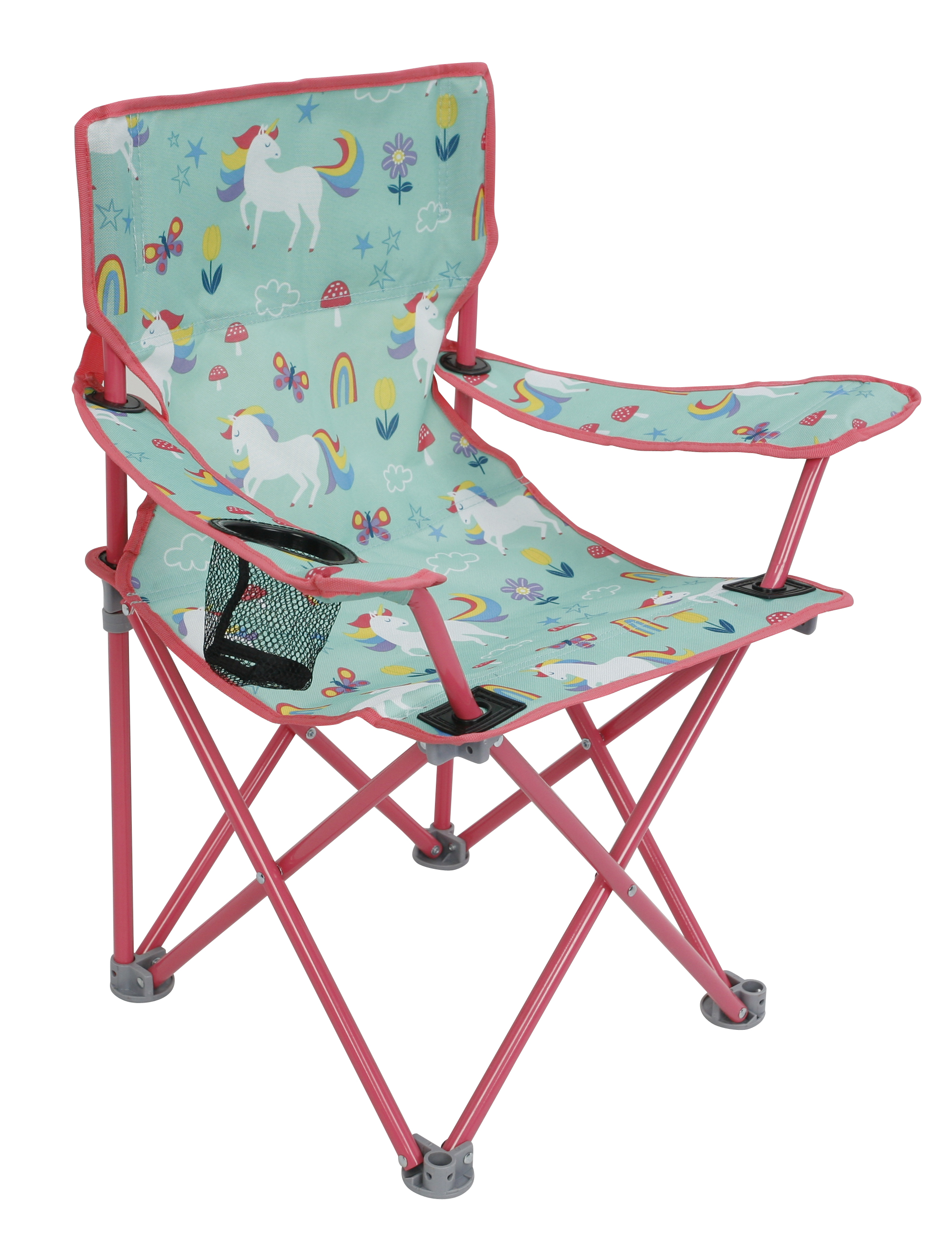 Crckt Kids Folding Camp Chair with Safety Lock (125lb Capacity) Unicorn Print - image 1 of 6