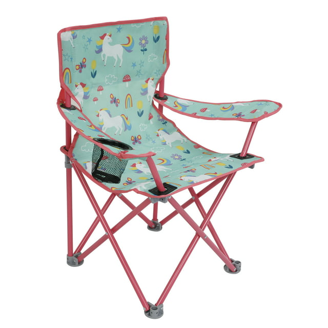 Crckt Kids Folding Camp Chair with Safety Lock (125lb Capacity) Unicorn Print