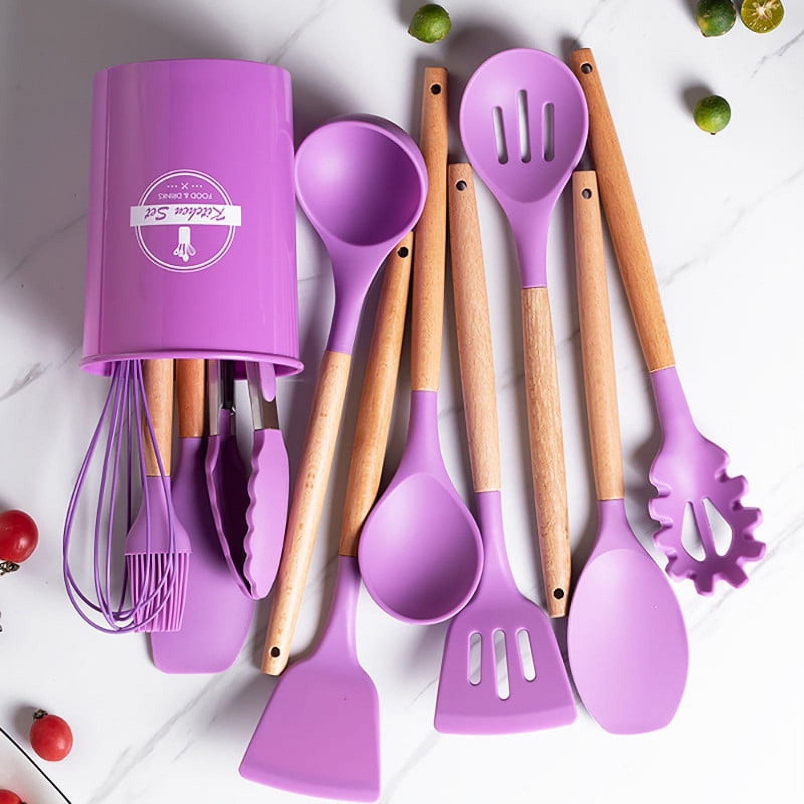 CreHeaven Beech Utensils Kitchen Set Cooking Tools Camping Cookware
