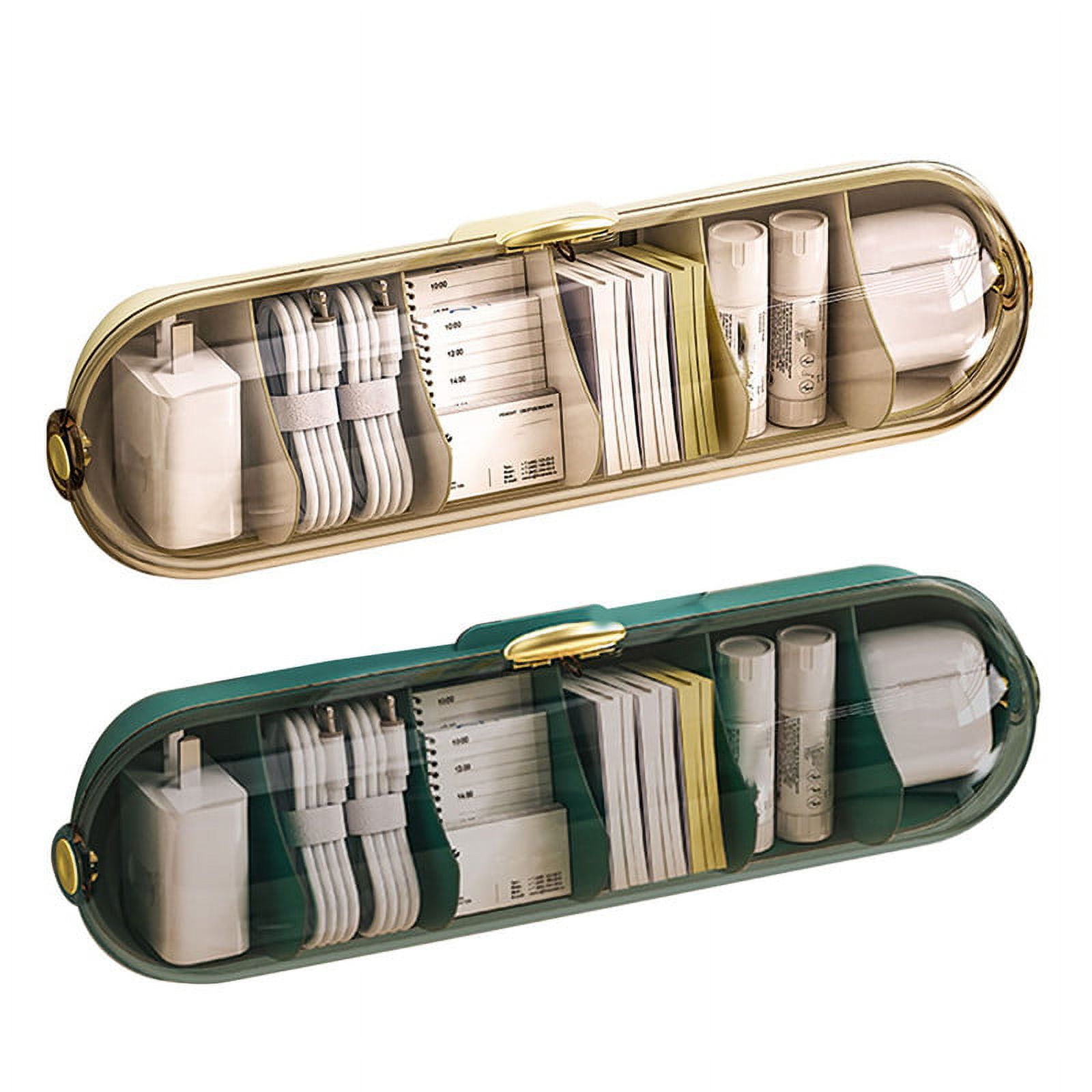 CreHeaven Charger Cable Cord Storage Organizer With Lid Easy Storage Without Cable Ties Desk