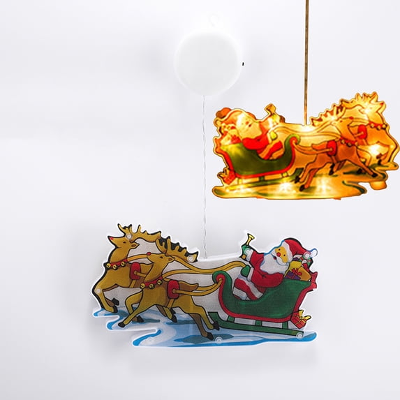 Cre-Heaven Christmas Window Decorations Light Battery Powered,Christmas Home Indoor Outdoor Decor Hanging Lights Santa Light up Christmas Decorations with Suction Cup for Holiday