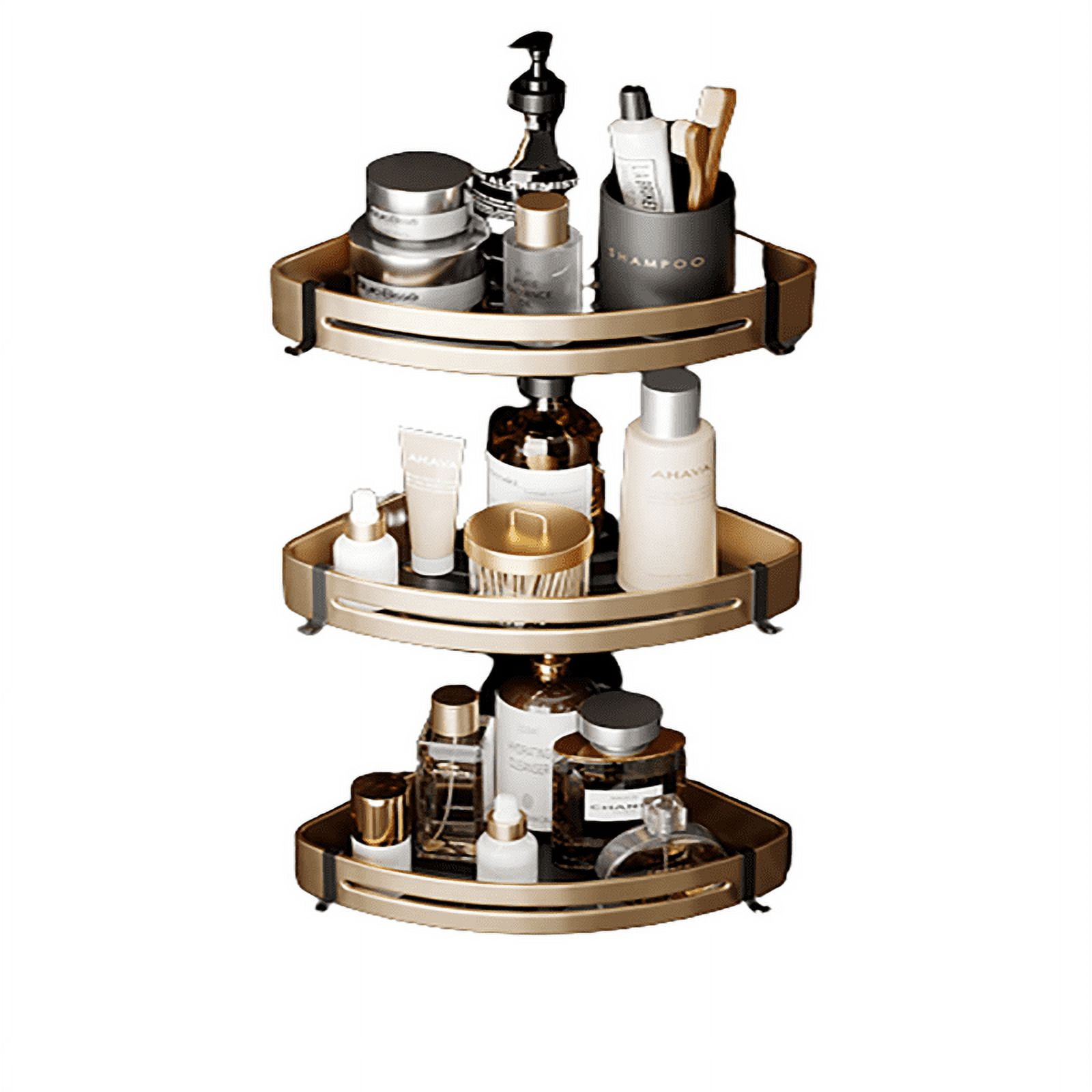 CreHeaven Gold Corner Shower Shelf,304 Stainless Steel Recessed Corner