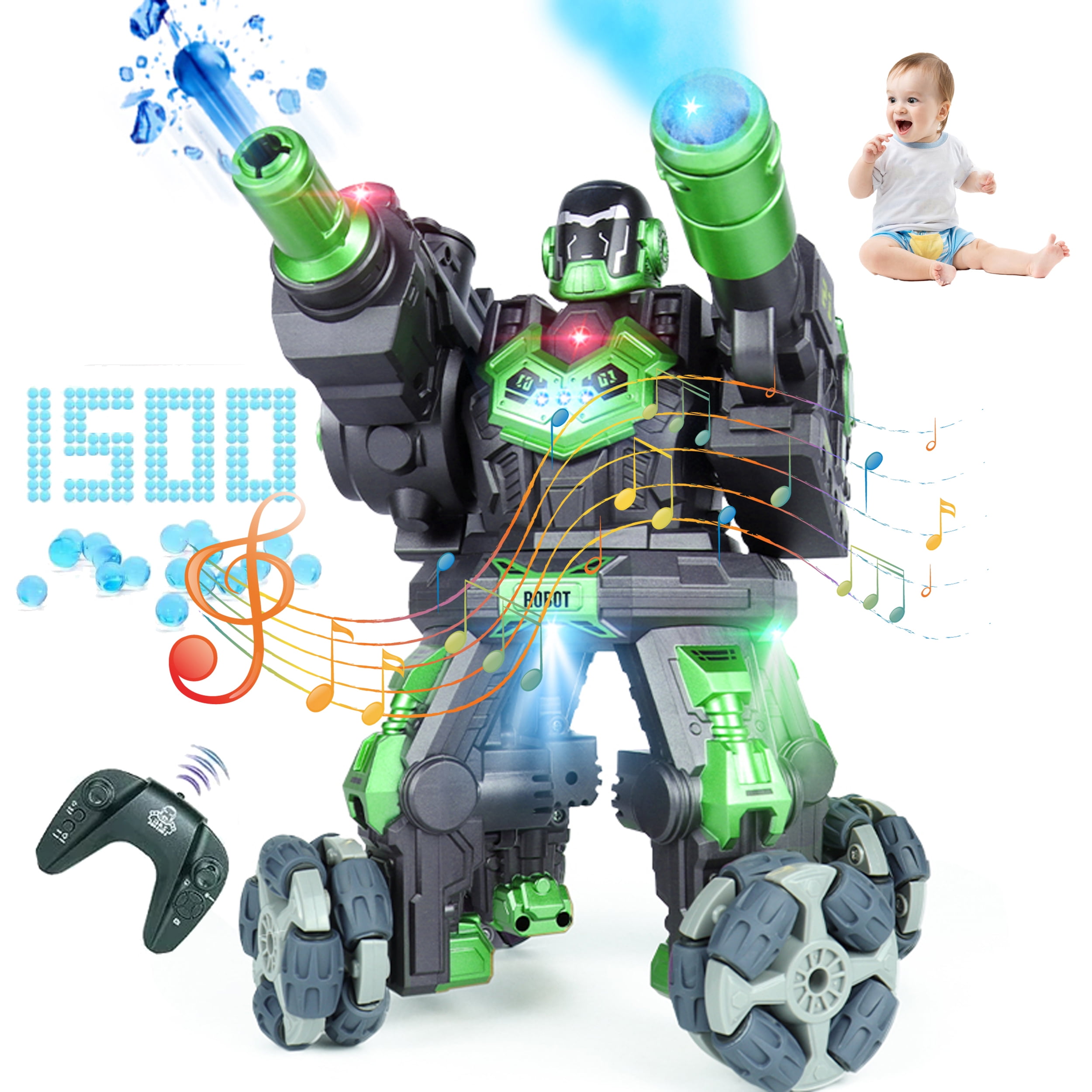 CreHeaven RC Robot Toy 2.4GHz Fighting Robot Kit with Lights Spray