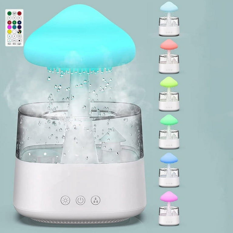 Aromatherapy Diffuser Humidifier, Rain Drop Humidifier Artificial Plants  Night Light Essential Oil Diffuser,7 Color Cloud Humidifier with Filter
