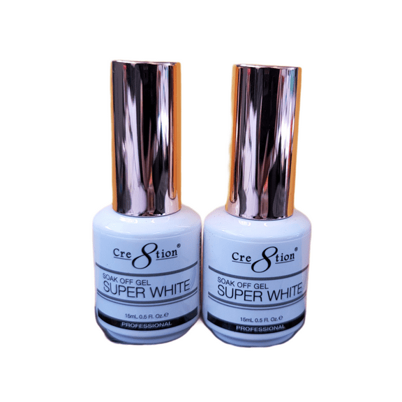 Cre8tion - Professional Manicure Soak Off Gel - Super White 0.5 fl oz/ 15mL (Pack of 2)