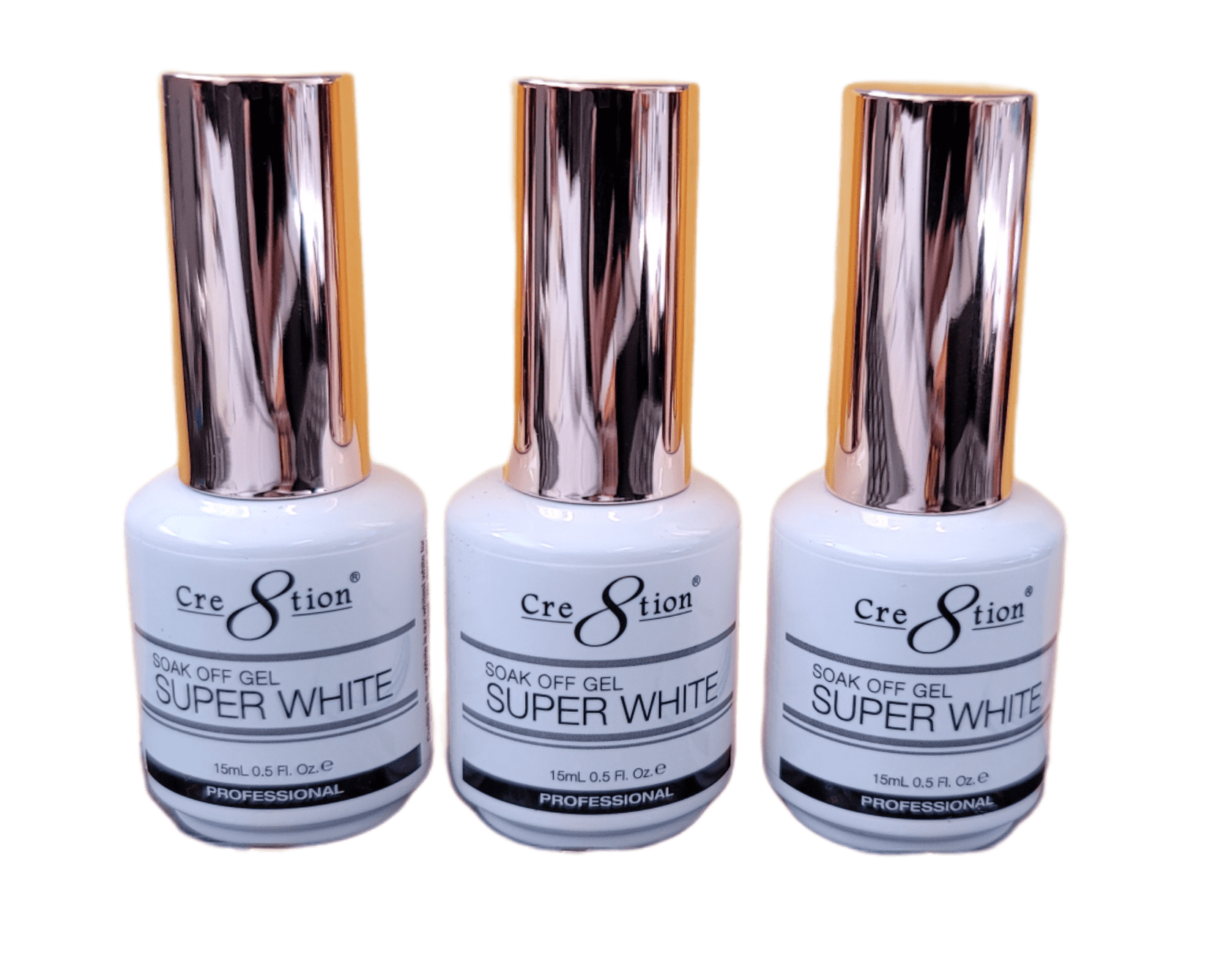 Cre8tion - Professional Manicure Soak Off Gel - Super White (Pack of 3)