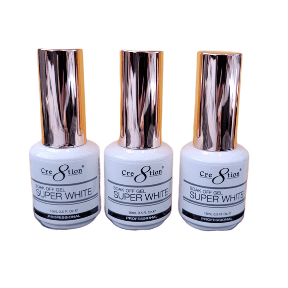 Cre8tion - Professional Manicure Soak Off Gel - Super White (Pack of 3)