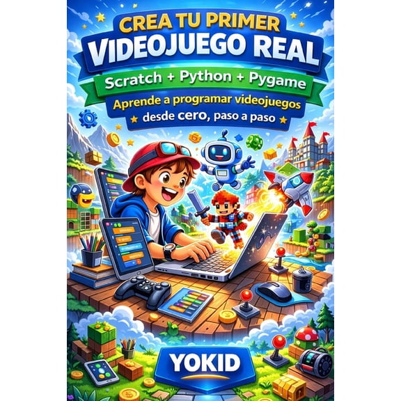 Crea Tu Primer Videojuego Real: Scratch + Python + Pygame Aprende a programar videojuegos desde cero, paso a paso, (Paperback)