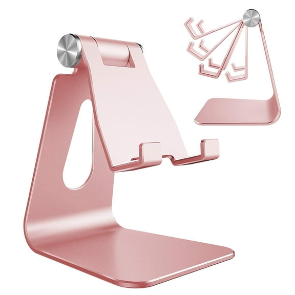 CreaDream Adjustable Cell Phone Stand for Desk, Aluminum Phone Stand Holder for Switch, Perfect for Office/Home-Rose Gold