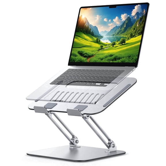 Adjustable Laptop Stand for Desk,Ergonomic Foldable Computer Tablet Stand,Aluminum Portable Desktop Notebook Computer Holder Fits 10-15.6”(Silver)