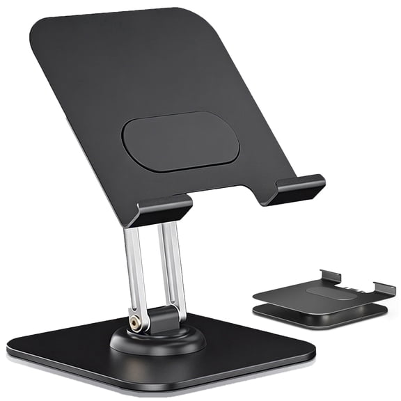 CreaDream iPad Stand for Desk, Foldable Adjustable Tablet Stand Holder, 360 Rotating iPad Accessories Compatible with 12.9”-4.7” Tablet Stand, Black